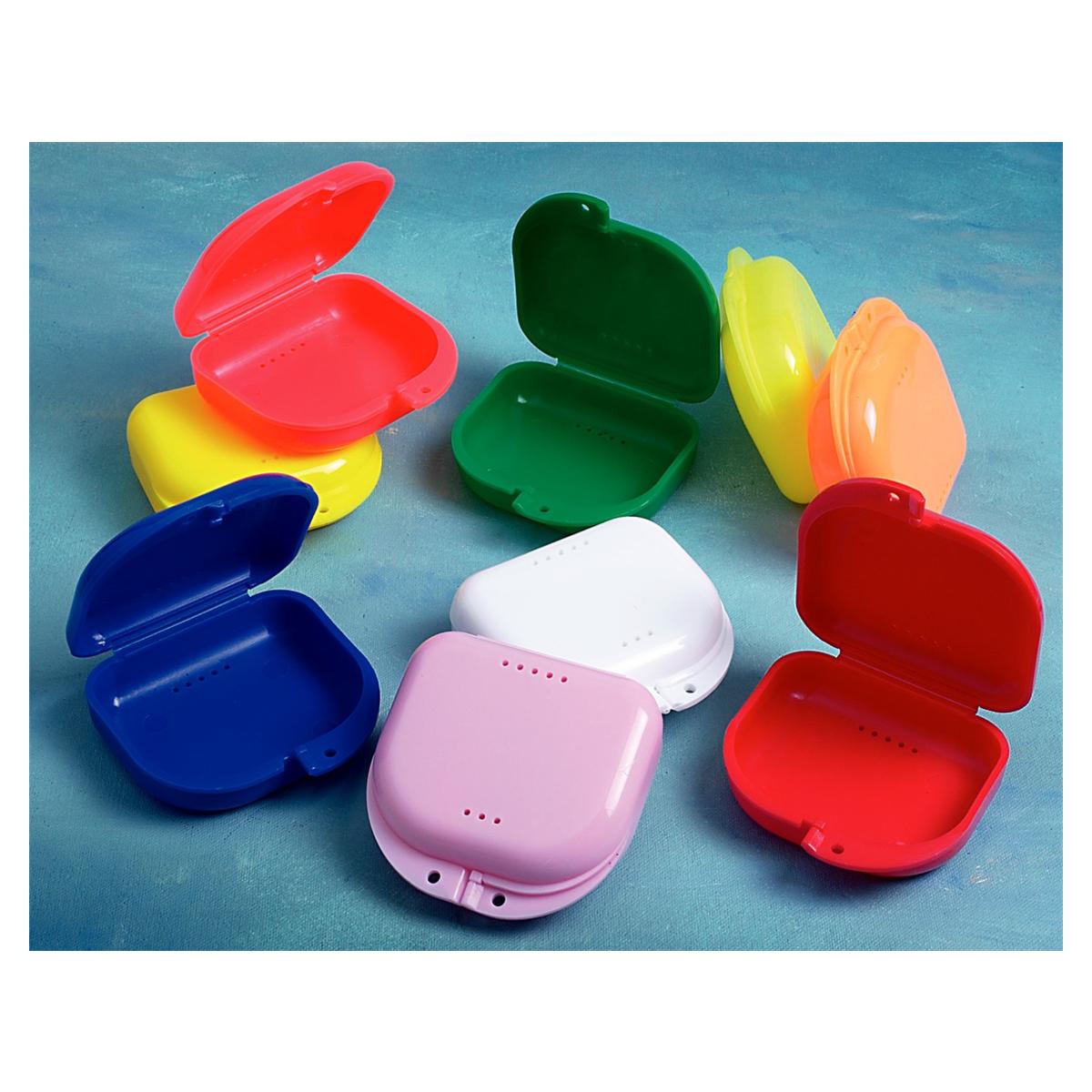 Bote en plastique pour appareil dentaire HENRY SCHEIN - Petite rose fluo - Lot de 10