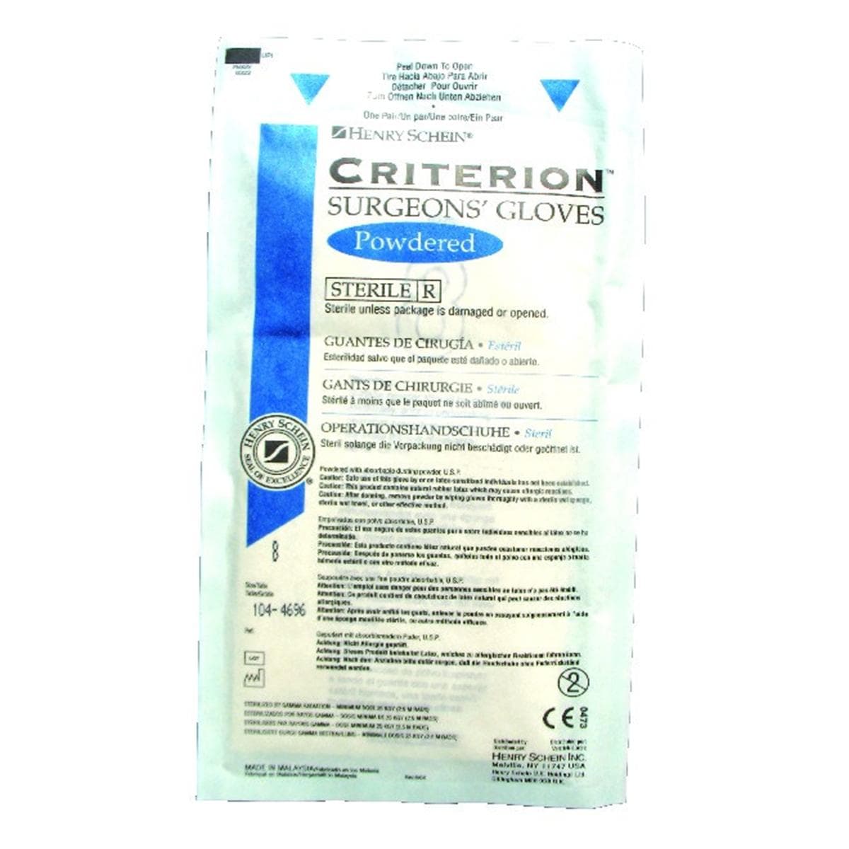 Gants de chirurgie striles en latex HENRY SCHEIN - Peu poudr - Taille 6.5 - Bote de 50 paires