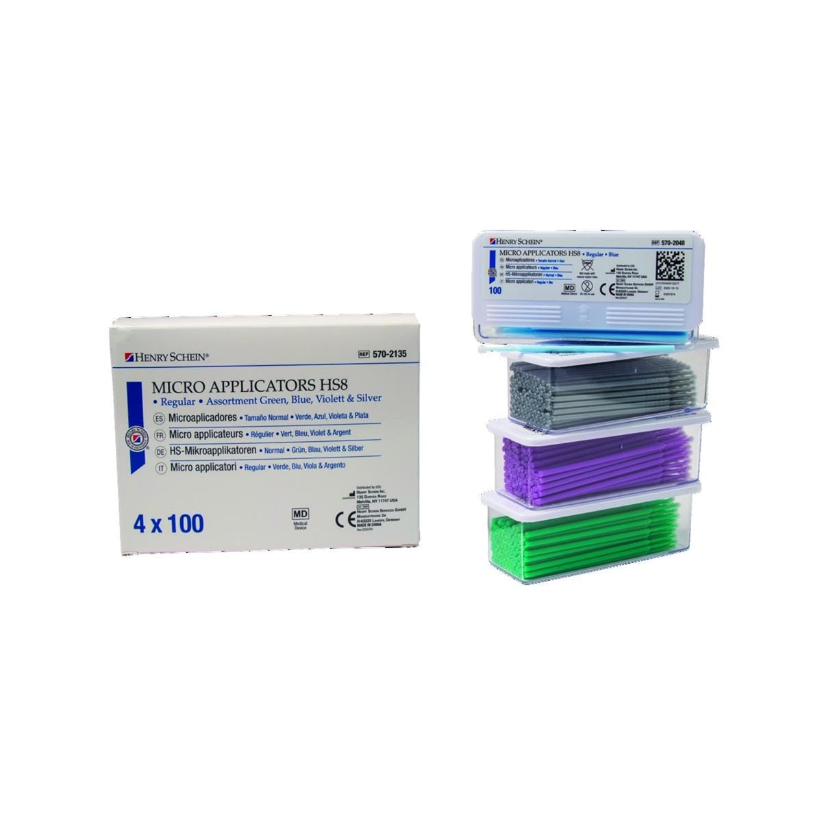 Micro Applicateurs Assortiment - HS8 Regular, vert/bleu/violet/argent,  2,0 mm Henry Schein