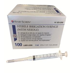 Seringues jetables HENRY SCHEIN - 3cc avec aiguille irrig. 27g - Bote de 100
