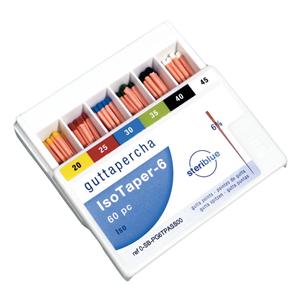 Pointes gutta Isotaper STERIBLUE - 6% Assorties 20-45 - Bote de 60
