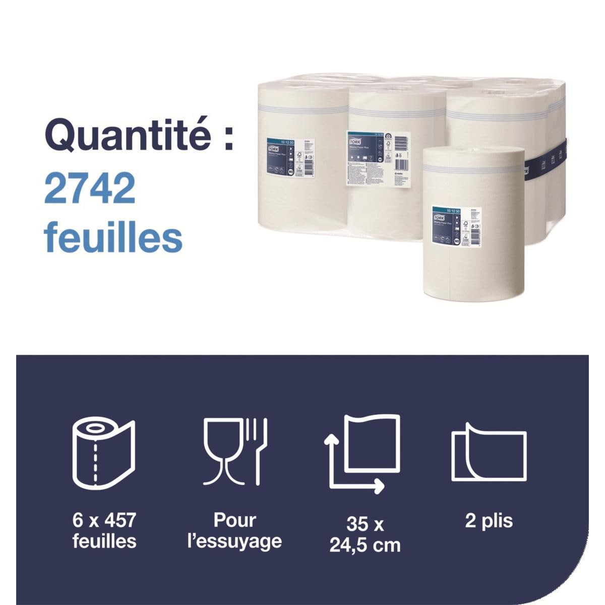 Bobine essuie-mains TORK - Le carton de 6 rouleaux - 2 plis