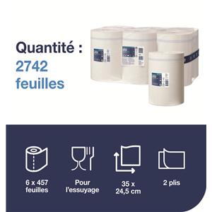 Bobine essuie-mains TORK - Le carton de 6 rouleaux - 2 plis