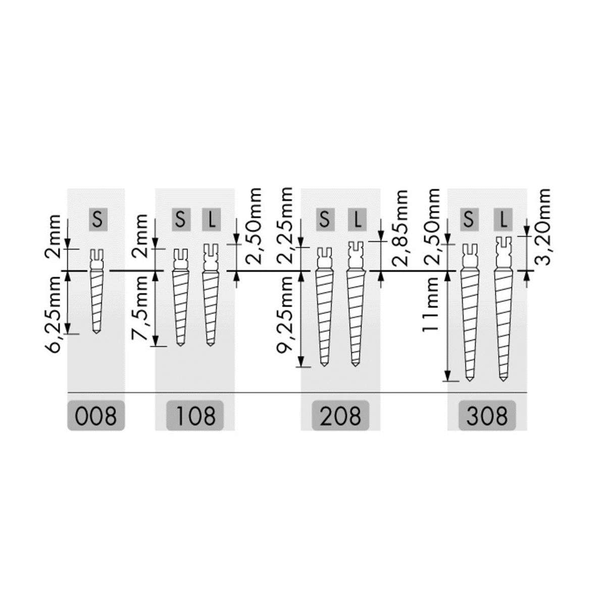 Unimetric DENTSPLY SIRONA - Tenons Titane - n208L - Bote de 25