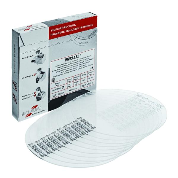 Bioplast SCHEU-DENTAL - Rondes - Clair - La bote de 100 - diam. 125 mm - p. 2 mm