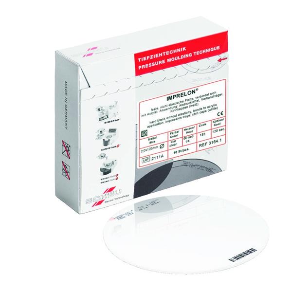 Imprelon Dures SCHEU-DENTAL - Rondes - Clair - La bote de 10 - diam. 125 mm - p. 2 mm
