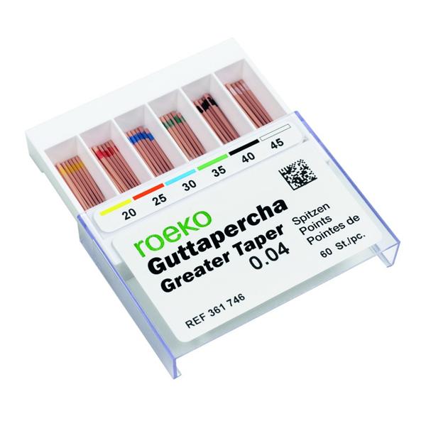 Pointes de Gutta Greater Taper ROEKO - 4% - n 30 - Bote de 60