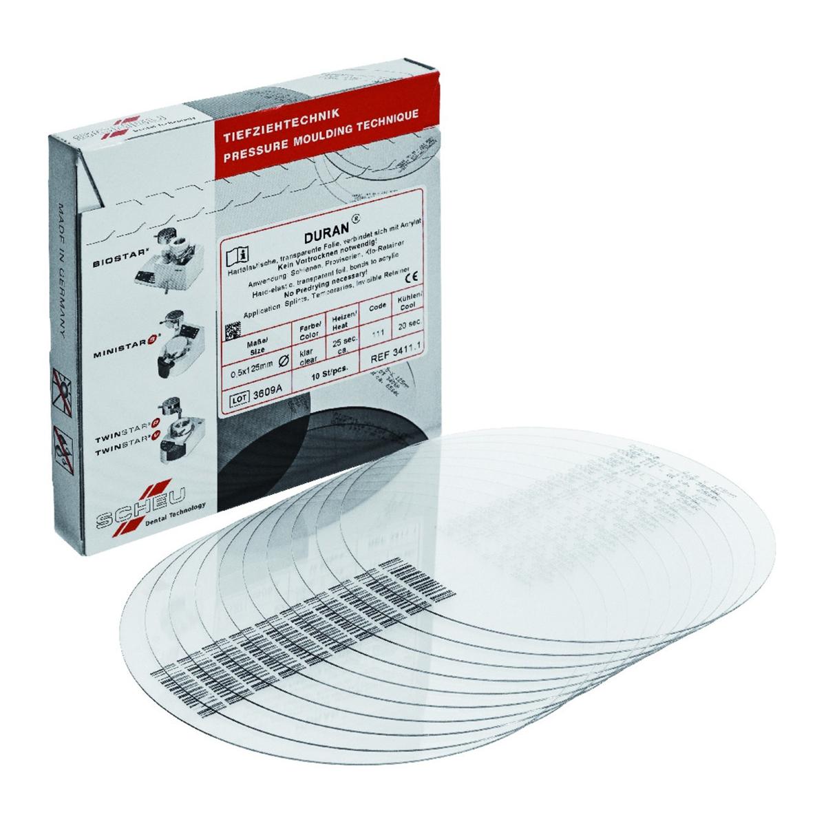 Duran-Dures Elastique SCHEU-DENTAL - Rondes - Naturel - La bote de 10 - diam. 125 mm - p. 3 mm