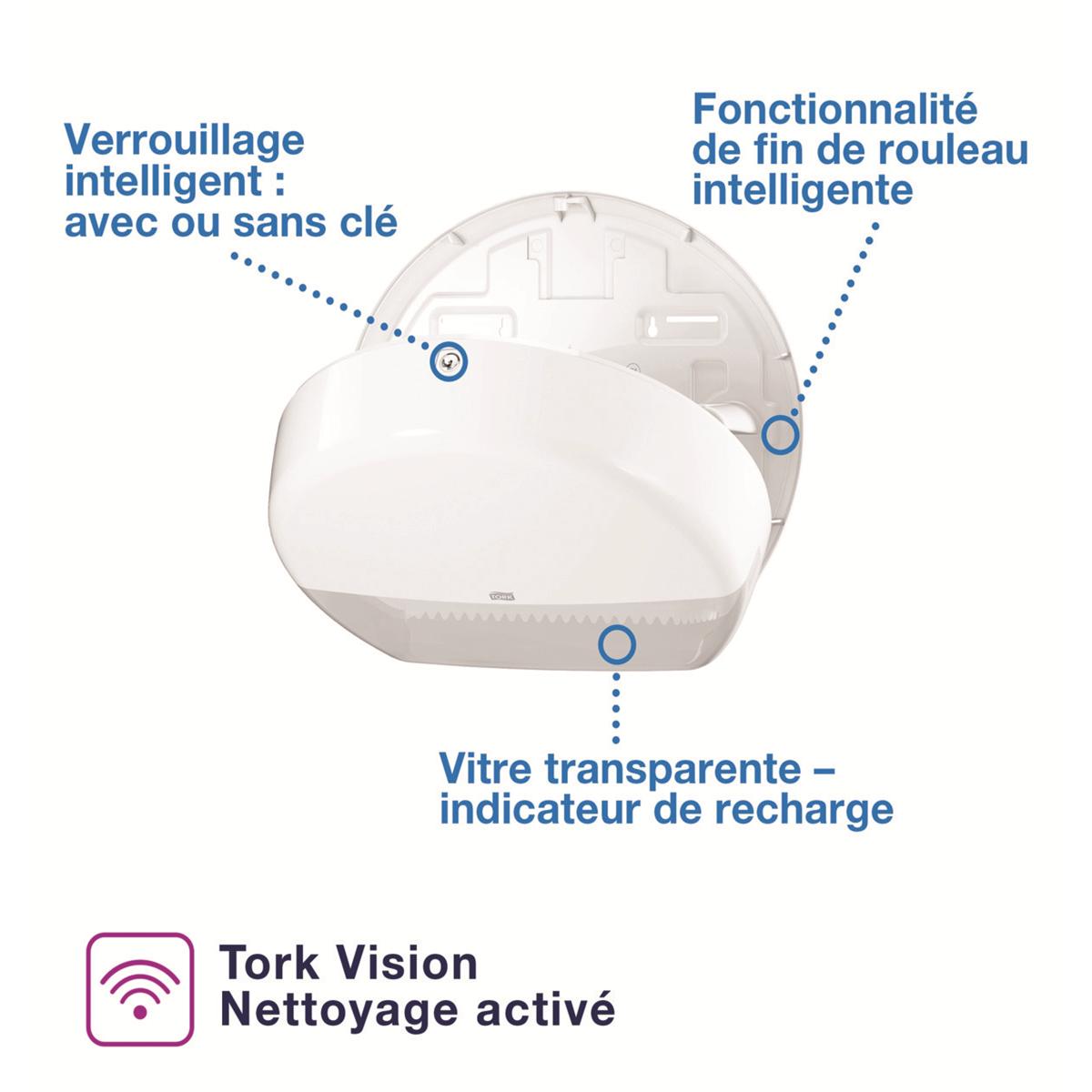 Distributeur papier toilette Blanc mini T2 TORK