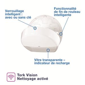 Distributeur papier toilette Blanc mini T2 TORK