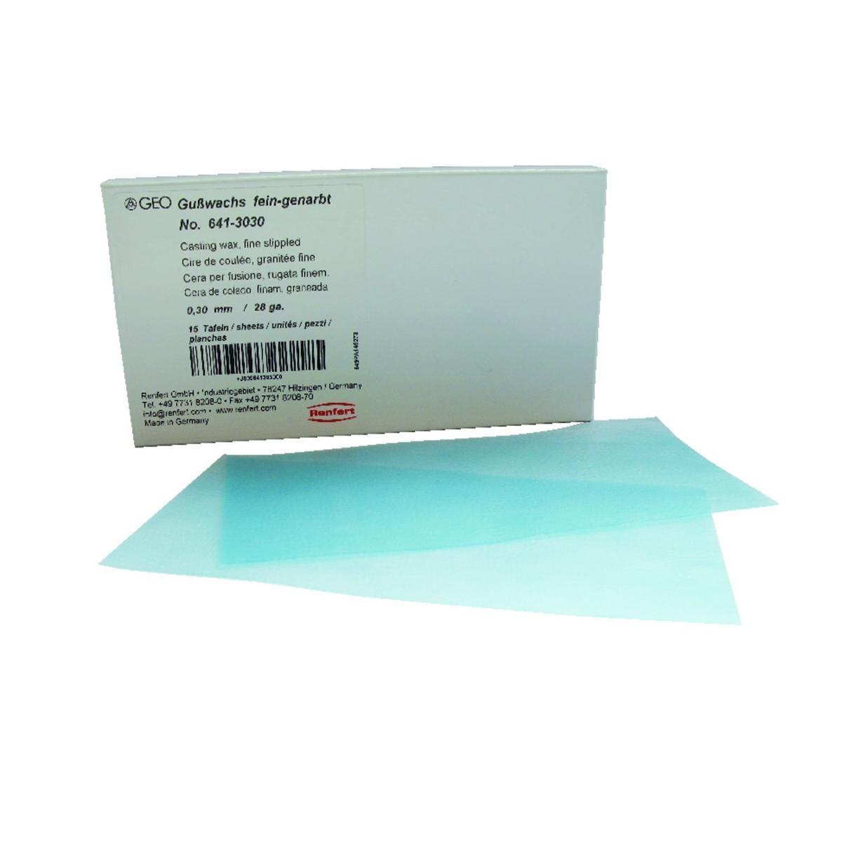 GEO Coule en plaques RENFERT - La bote de 15 plaques - Lisse - 0,4 mm