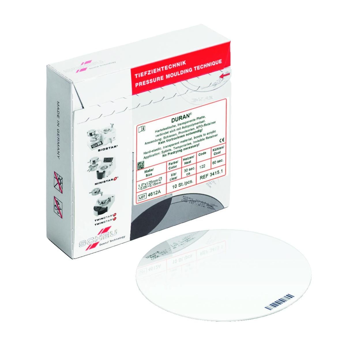 Duran-Dures Elastique SCHEU-DENTAL - Rondes - Naturel - La bote de 10 - diam. 125 mm - p. 1 mm