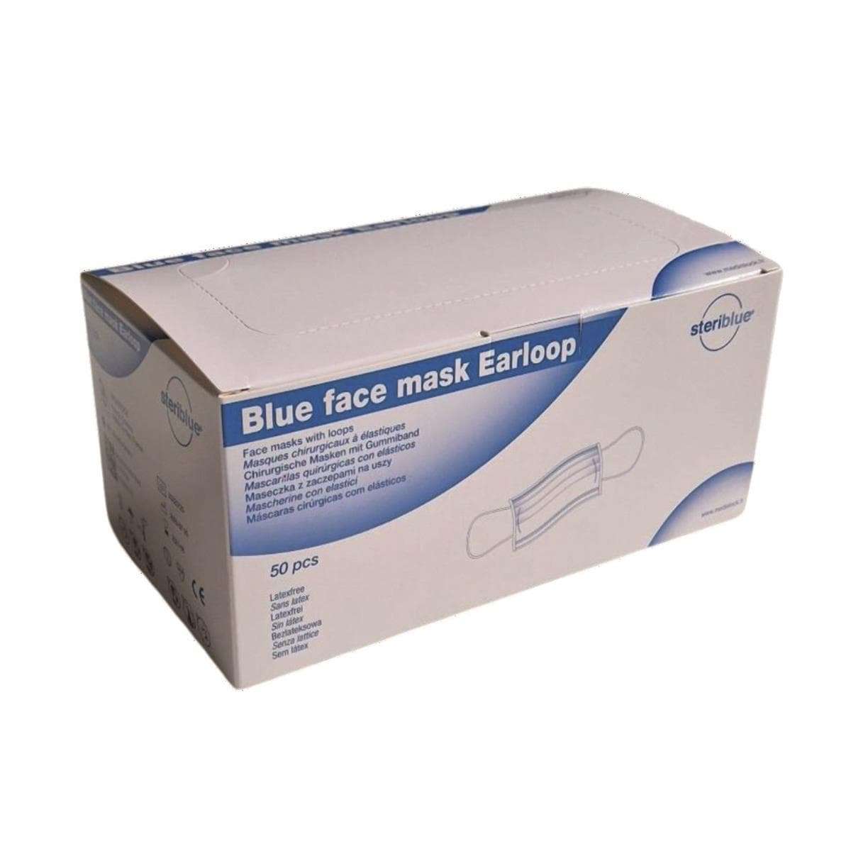 Masques earloop Bleu - Bote de 50 - STERIBLUE