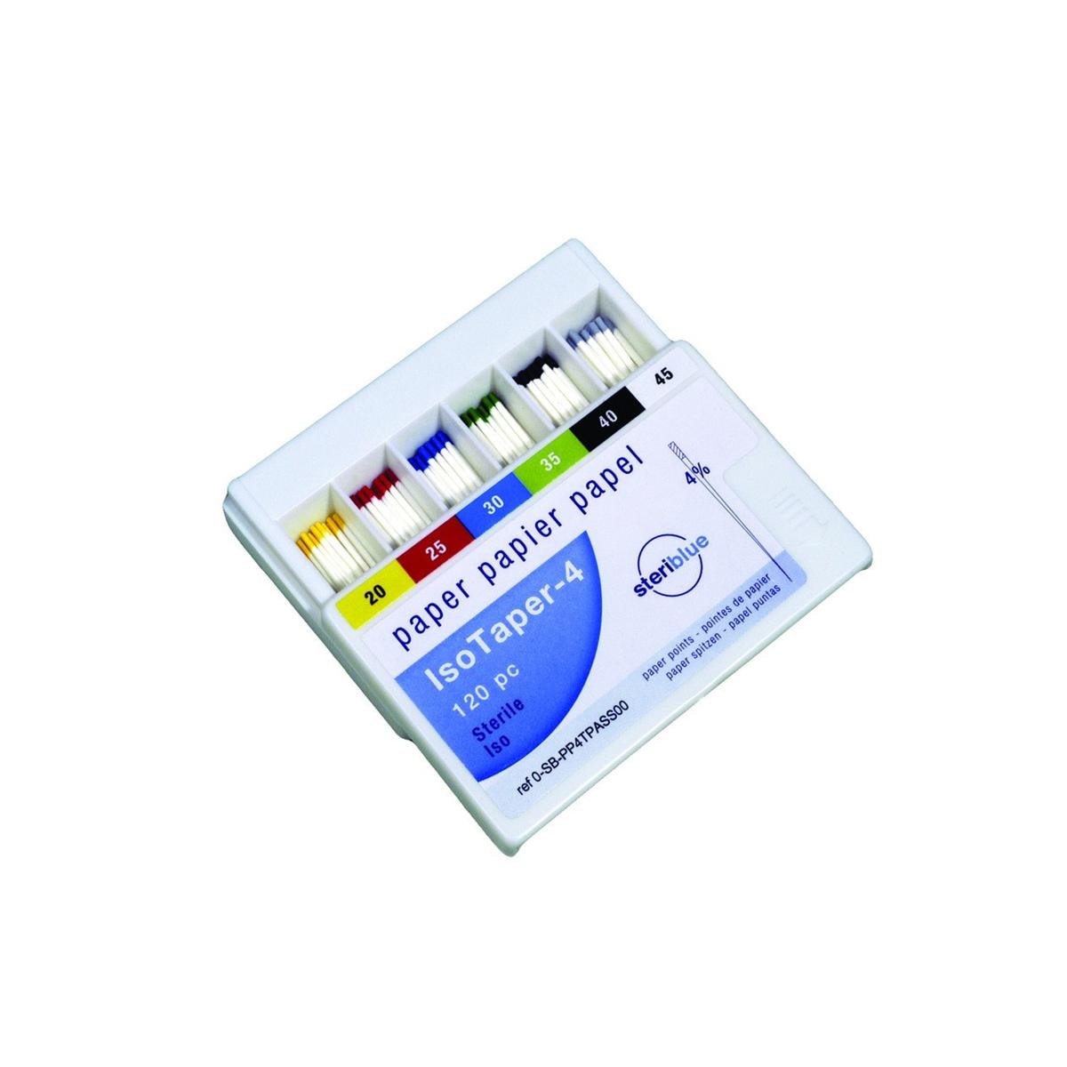 Pointes de Papier IsoTaper STERIBLUE - 4% - n 25 - Bote de 120