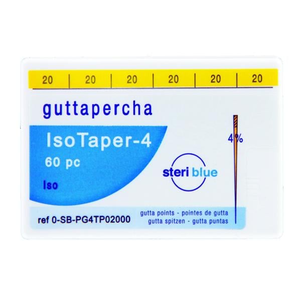 Pointes gutta Isotaper STERIBLUE - 4 % n20 - Bote de 60