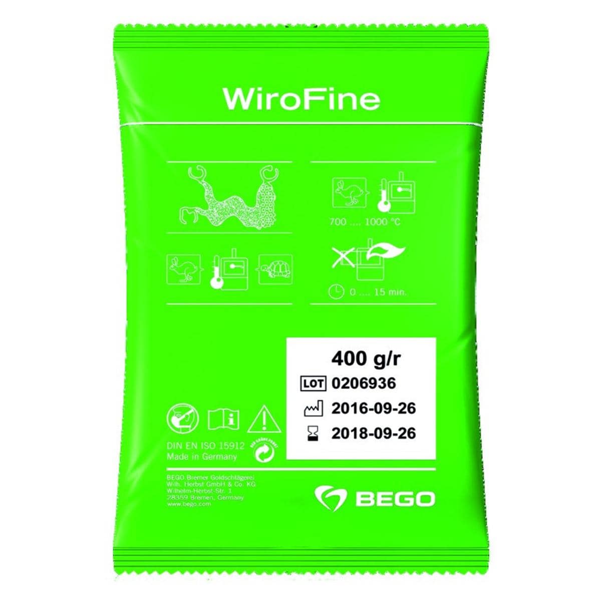 WiroFine BEGO - Le carton de 6 kg (15 x 400 g)