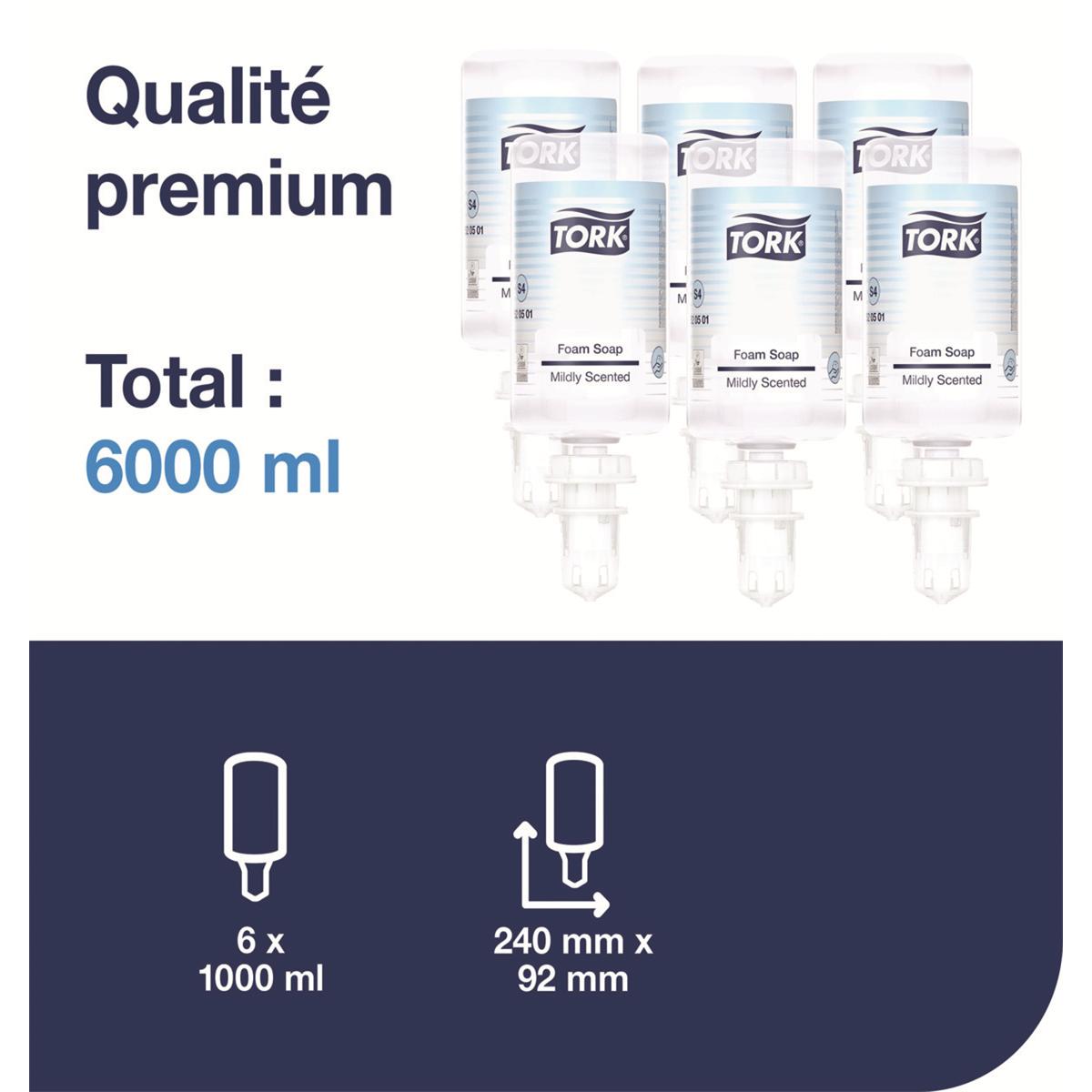 Savons mousse TORK PREMIUM - Le flacon de 1L - Le savon mousse doux