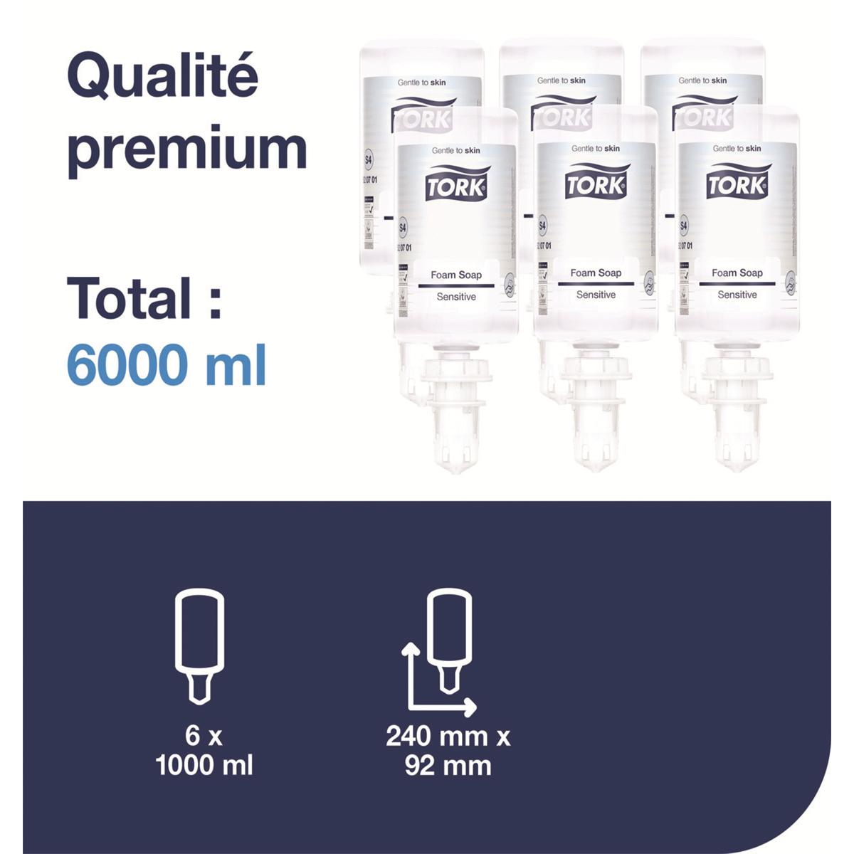 Savons mousse TORK PREMIUM - Le flacon de 1L - Le savon mousse extra-doux