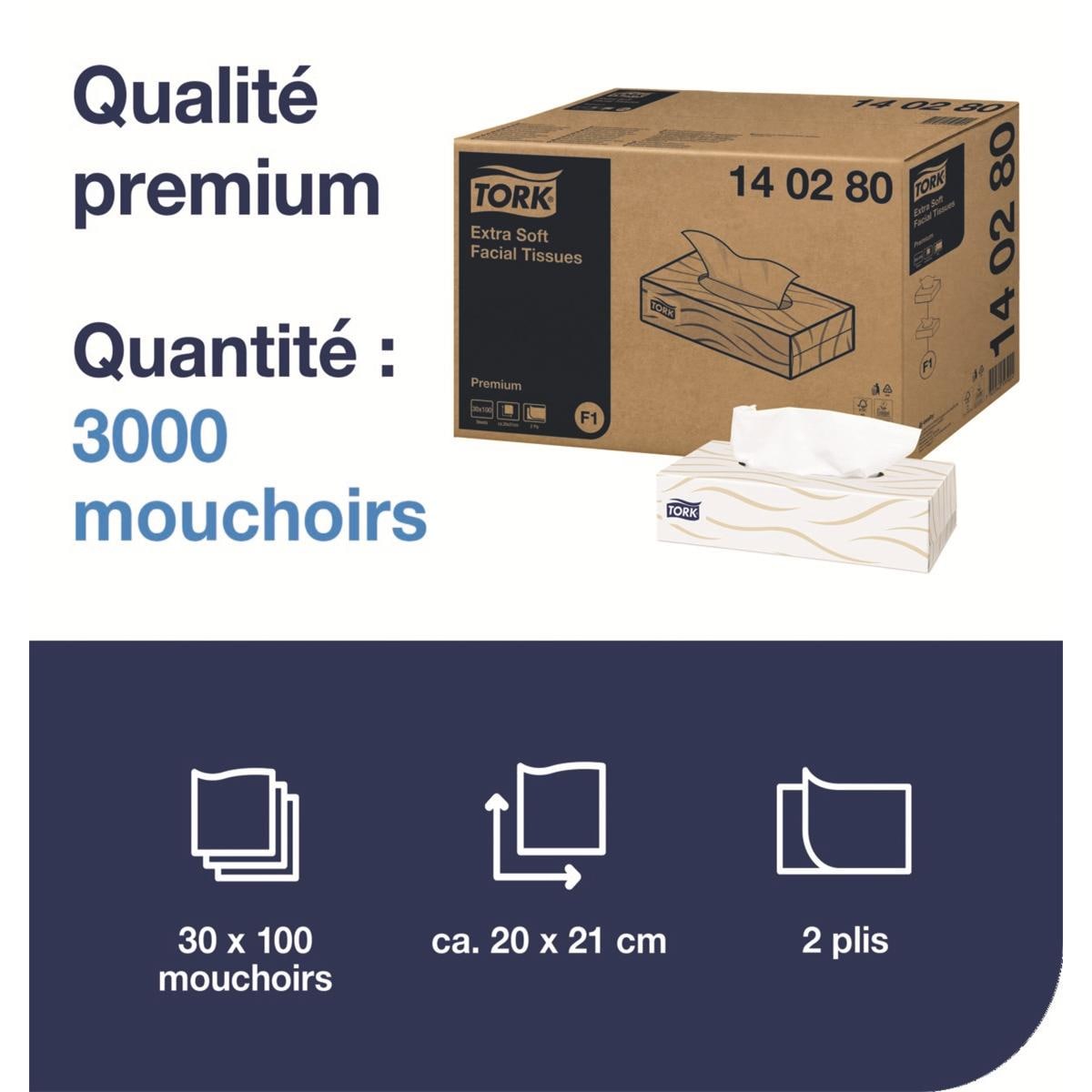 Mouchoirs double paisseur TORK - Le lot de 100 mouchoirs
