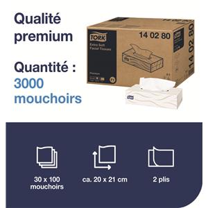 Mouchoirs double paisseur TORK - Le lot de 100 mouchoirs