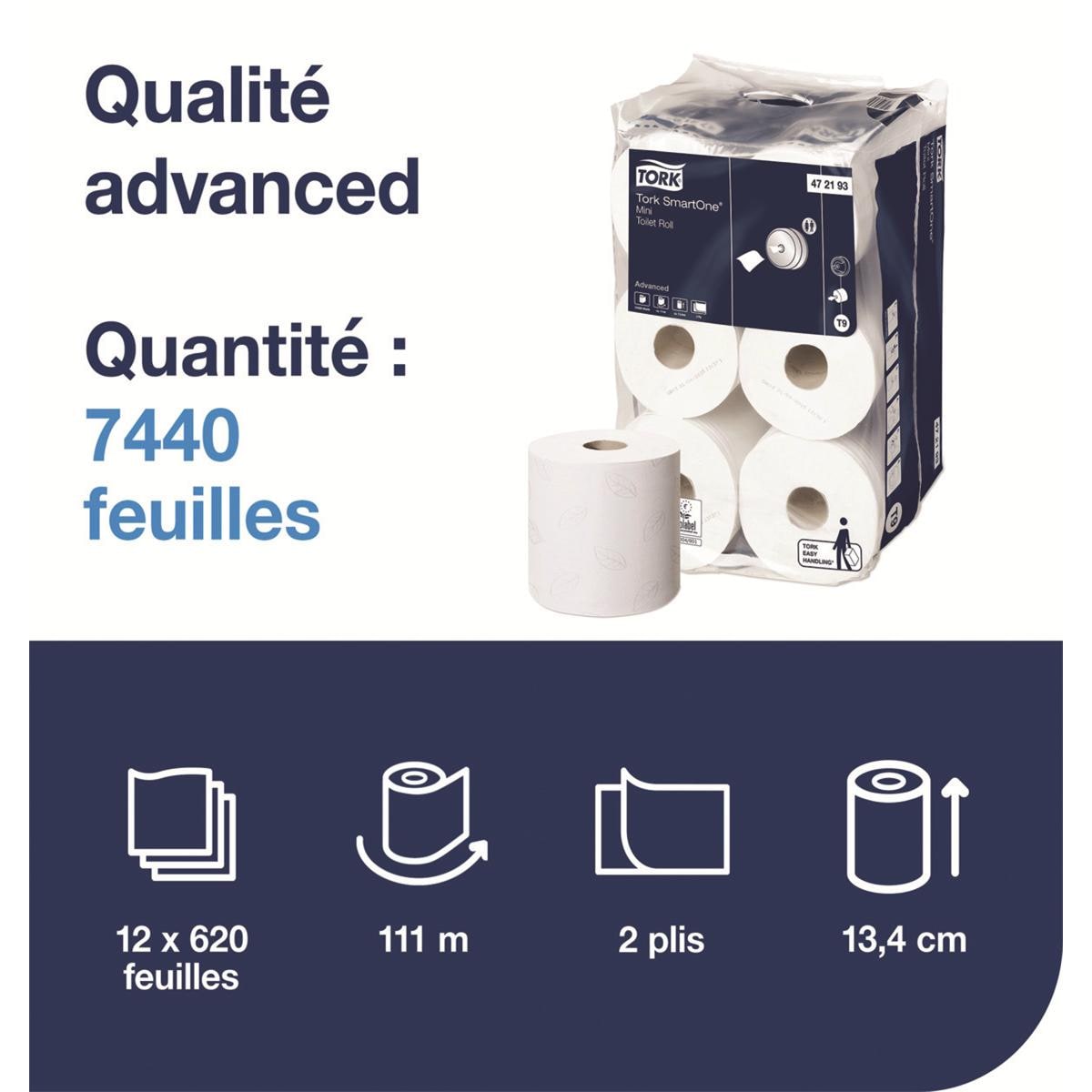 Papier toilette Smartone Mini TORK - Recharge de 12 rouleaux T9