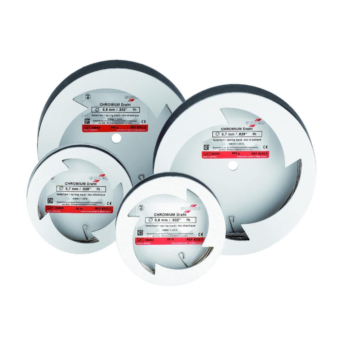 Fils Chromium SCHEU-DENTAL - Dur lastique - Le rouleau de de 10 m - 1,0 mm