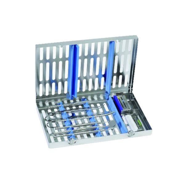 Cassette NICHROMINOX - Inox - Mixte pour 10 instruments + espace - Bleu