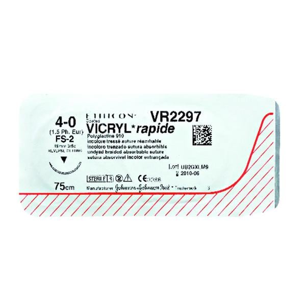Fil Vicryl rapide ETHICON - 19mm - 4/0 - 75cm - Bote de 36