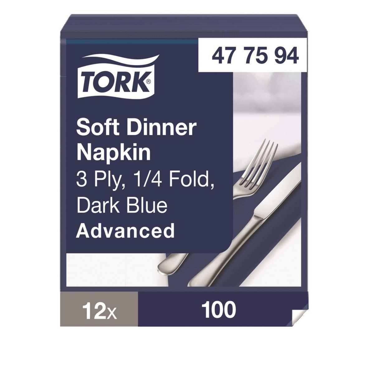 Serviettes TORK - 39x39 - Bleu Ocean 3Plis - Lot de 100
