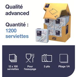 Serviettes TORK - 39x39 - Bleu Ciel 3 Plis - Lot de 100