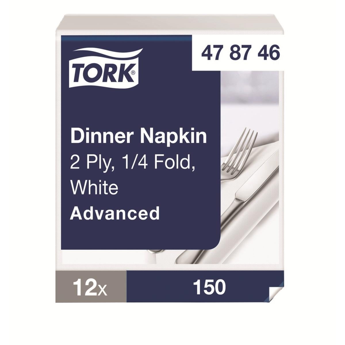 Serviettes TORK - 39x39 - Blanches 2 Plis - Lot de 150