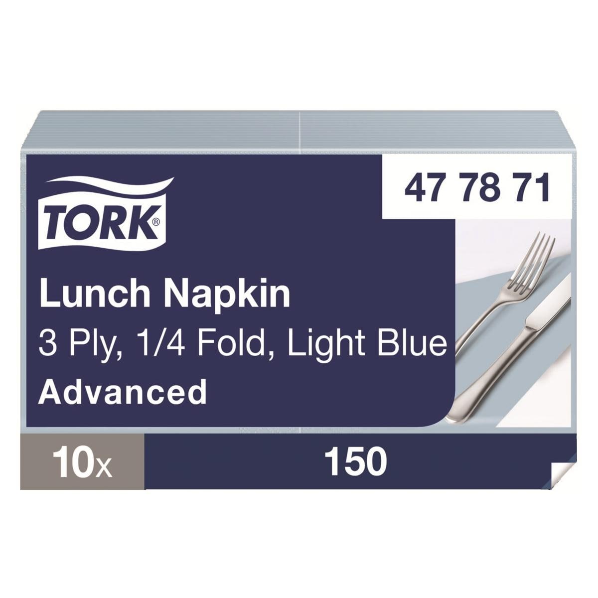 Serviettes TORK - 33x33 - Bleues 3 Plis - Lot de 150