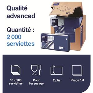 Serviettes TORK - 33x33 - Bleu Ocean 2 Plis - Lot de 200