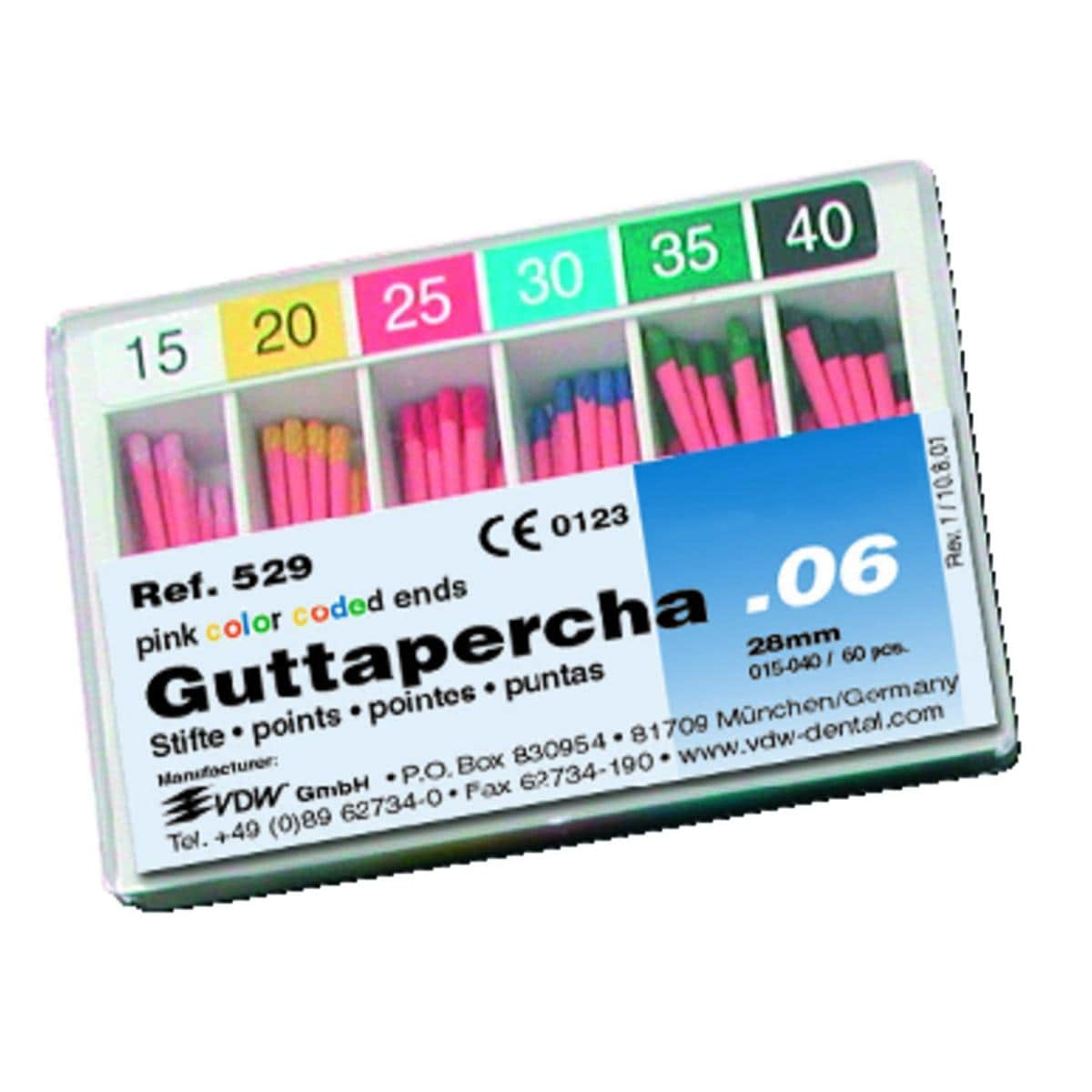 Pointes de Gutta Percha DENTSPLY SIRONA - 6% - n 20 - Bote de 60