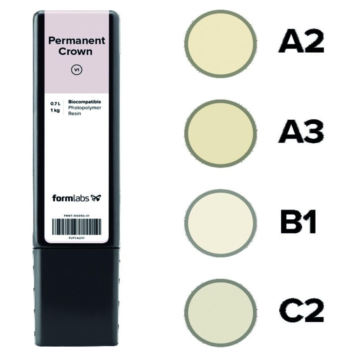 Rsine d'impression 3D Formlabs Permanent Crown Resin - A3 - 1L - Form 3