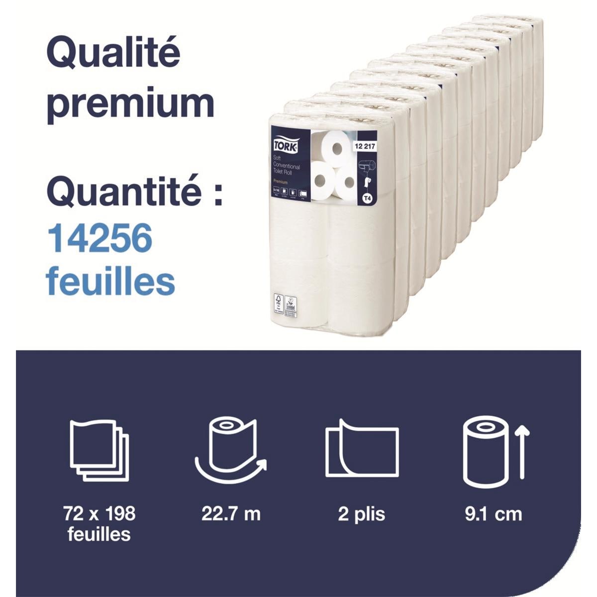 papier toilette doux blanc 2 plis - 6 paquets de 198 feuilles - TORK