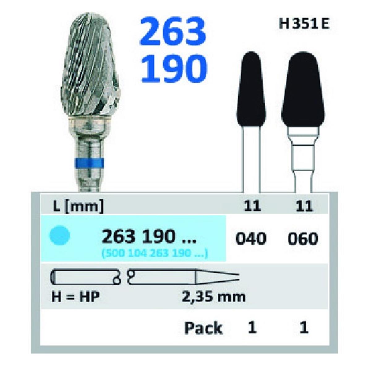 Fraise tungstne HORICO - H351 E - 263 190 - 060 mm - L'unit