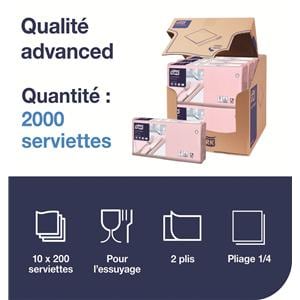Serviettes rose ple 2 plis 33 x 33 - paquet de 200- 477847 - Tork
