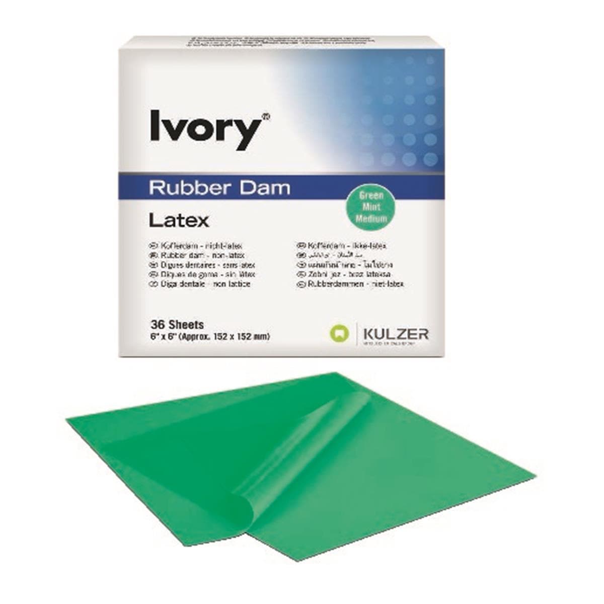 Digues Ivory 6x6 Latex Vert Moyen Adultes - Bote de 36 - KULZER