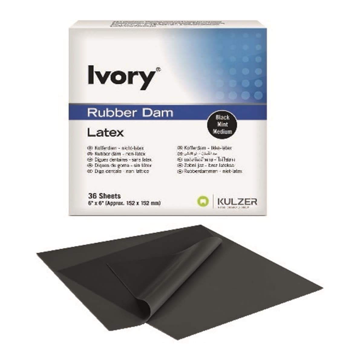 Digues Ivory 6x6 Latex Noir Moyen Adultes - Bote de 36 - KULZER