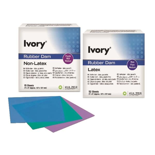 Digues Ivory 5x5 Ss Latex Violet Moyen Enfants - Bote de 15 - KULZER