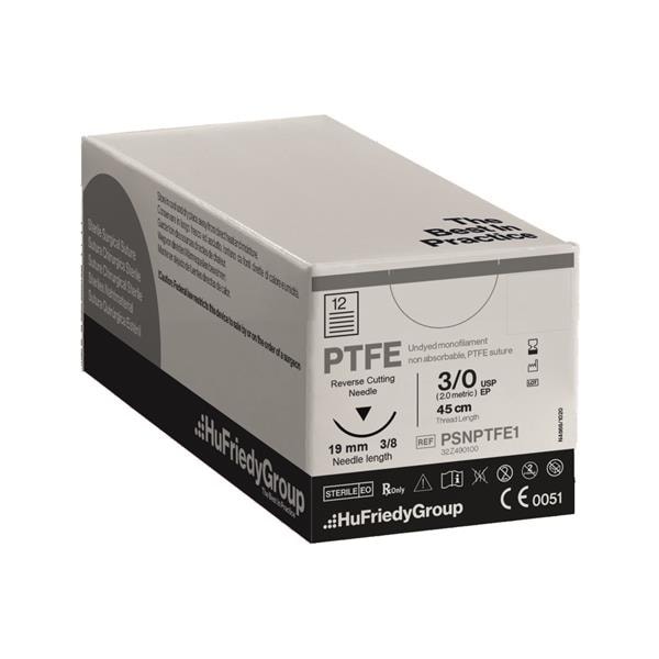 Fil de suture 3-0 PTFE Blanc C-6 3/8 RC - Boite de 12- HU FRIEDY