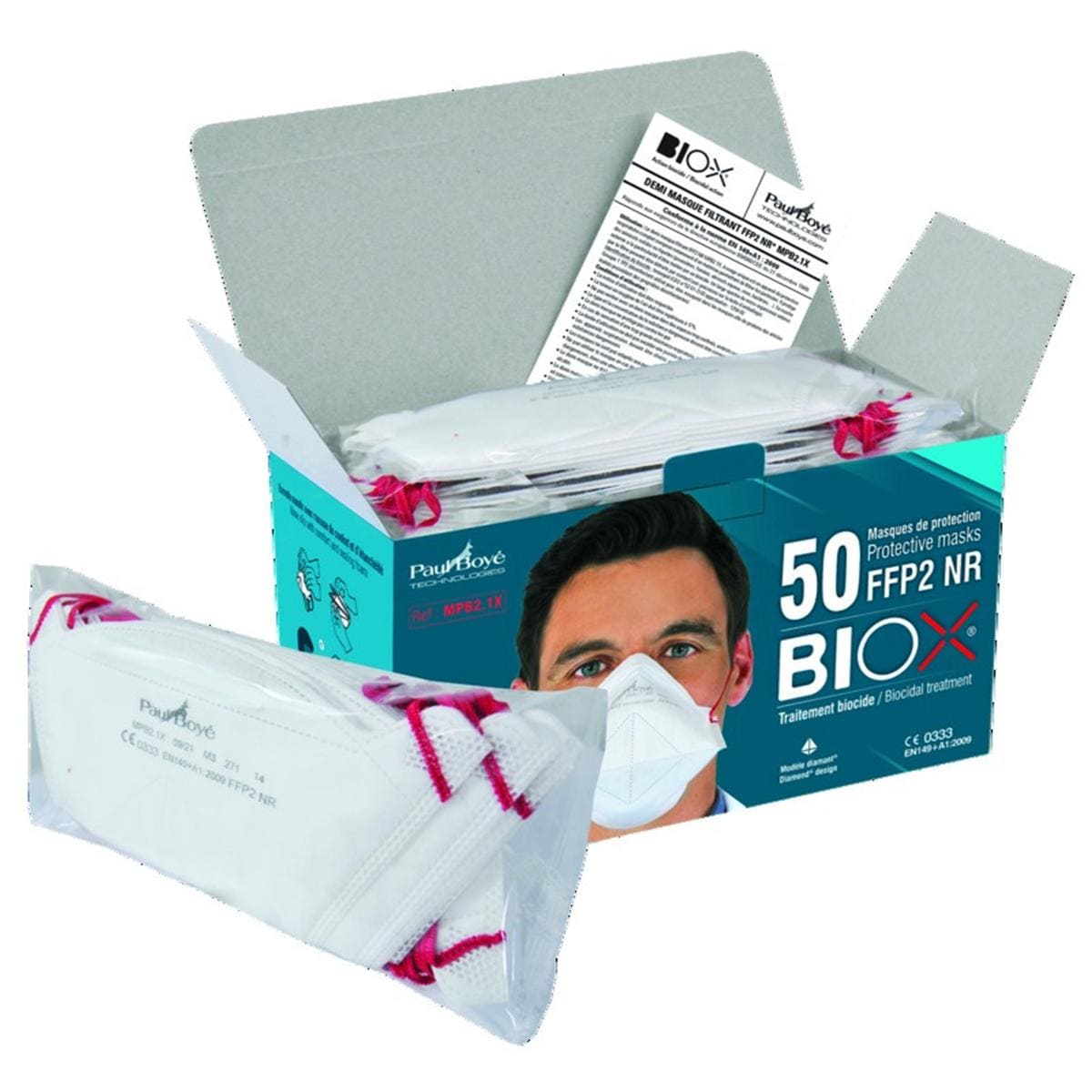 Masques de protection FFP2 BioX Biocide - Bote de 50 - Paul Boy