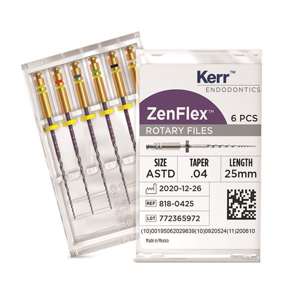 Assortiment de limes NiTi ZenFlex .04 25mm Kerr
