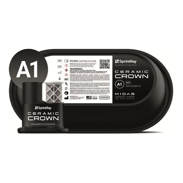Capsules de rsine SprintRay Ceramic Crown Midas A1 (x3)