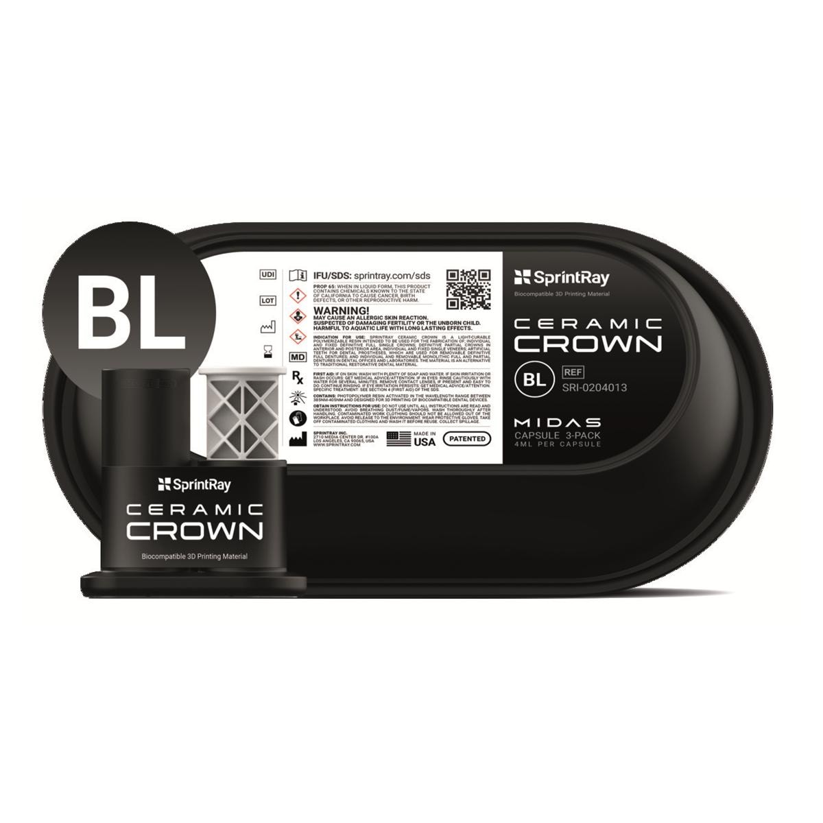 Capsules de rsines Midas Ceramic Crown SprintRay BL (x3)