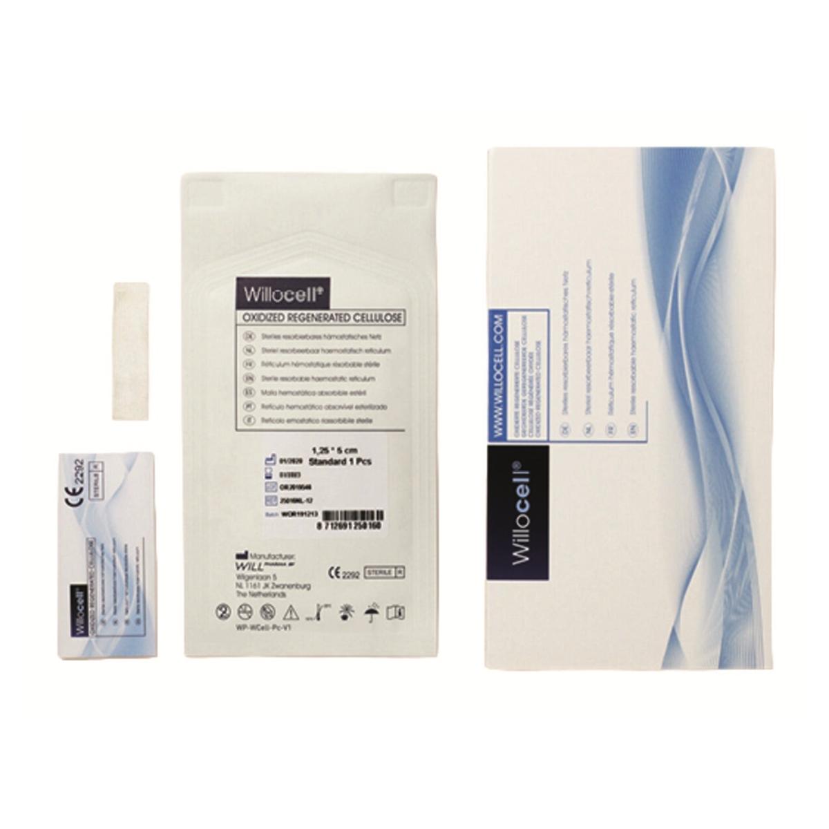 Compresse h�mostatique r�sorbable - Willocell Standard - 1,25x5 cm - St�rile - 12 pi�ces