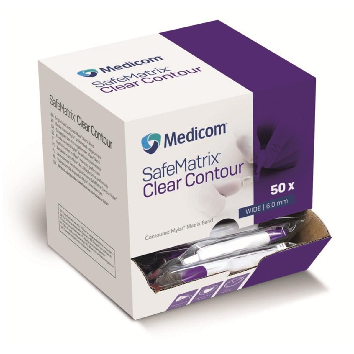 Matrice dentaire SafeMatrix Clear Contour - Medicom - Large - Mylar� transparent - 50 pi�ces - Usage unique