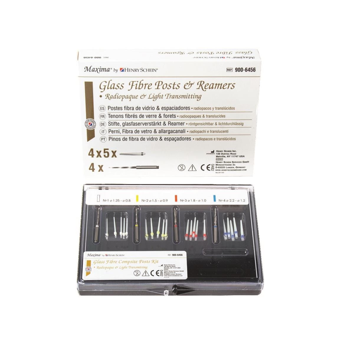 TENONS FIBRE DE VERRE MAXIMA Coffret 4x5 tenons + 4 Forts HENRY SCHEIN