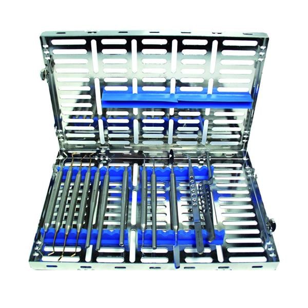 Cassette inox HENRY SCHEIN - Cassette 16 instruments avec 6 silicones